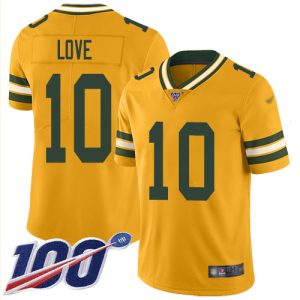 Exciting Packers #10 Jordan Love Gold Men's Stitched NFL Limited Inverted Legend 100th Season Jersey