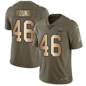 Exciting Packers #46 Christian Young Olive/Gold Men's Stitched NFL Limited 2017 Salute To Service Jersey