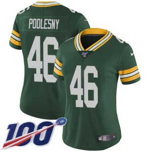 Exciting Packers #46 Jack Podlesny Green Team Color Women's Stitched NFL 100th Season Vapor Untouchable Limited Jersey