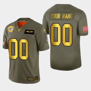 Exciting Smart Superb Packers Custom Men's Olive Gold 2019 Salute to Service NFL 100 Limited Jersey