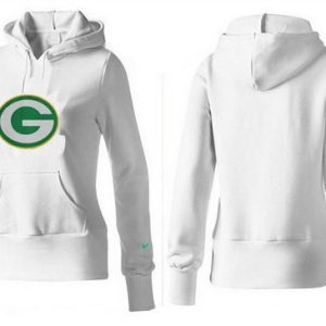 Exciting Stunning Practical Women's Green Bay Packers Logo Pullover Hoodie White