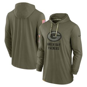 Exciting Trendy Superb Green Bay Packers 2022 Salute to Service Tonal Pullover Hoodie Olive