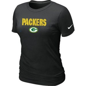 Exciting Women's Green Bay Packers Authentic Logo T Shirt Black