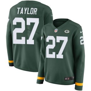 Fabulous Brilliant Packers #27 Patrick Taylor Green Team Color Women's Stitched NFL Limited Therma Long Sleeve Jersey