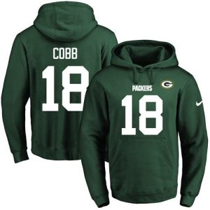 Fabulous Graceful Delightful Packers #18 Randall Cobb Green Name & Number Pullover NFL Hoodie
