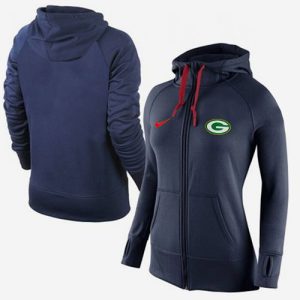Fabulous Handy Incredible Women's Green Bay Packers Full Zip Performance Hoodie Dark Blue