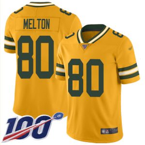 Fabulous Marvelous Terrific Packers #80 Bo Melton Gold Men's Stitched NFL Limited Inverted Legend 100th Season Jersey