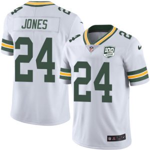 Fabulous Packers #24 Josh Jones White Youth 100th Season Stitched NFL Vapor Untouchable Limited Jersey