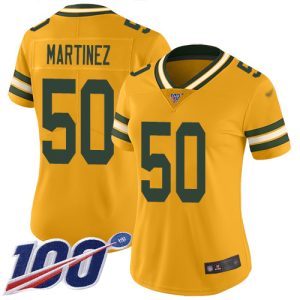 Fabulous Packers #50 Blake Martinez Gold Women's Stitched NFL Limited Inverted Legend 100th Season Jersey