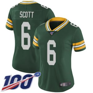 Fabulous Packers #6 JK Scott Green Team Color Women's Stitched NFL 100th Season Vapor Limited Jersey