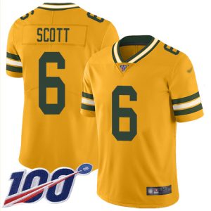 Fabulous Superb Magnificent Packers #6 JK Scott Gold Youth Stitched NFL Limited Inverted Legend 100th Season Jersey