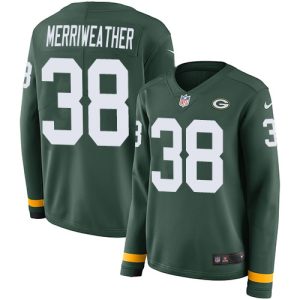 Fabulous Trendy Packers #38 Ellis Merriweather Green Team Color Women's Stitched NFL Limited Therma Long Sleeve Jersey