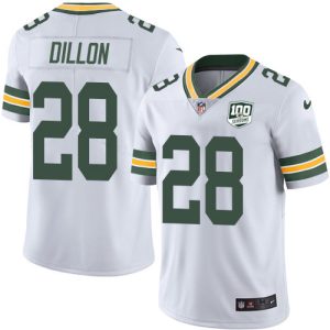 Fantastic Comfortable Modern Packers #28 AJ Dillon White Youth 100th Season Stitched NFL Vapor Untouchable Limited Jersey