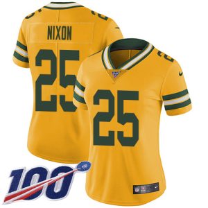 Fantastic Delightful Packers #25 Keisean Nixon Yellow Women's Stitched NFL Limited Rush Jersey