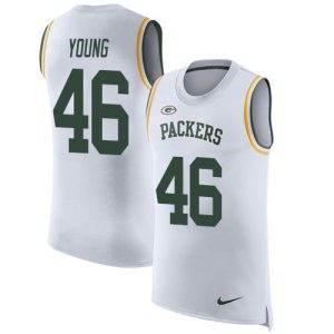 Fantastic Elegant Packers #46 Christian Young White Men's Stitched NFL Limited Rush Tank Top Jersey