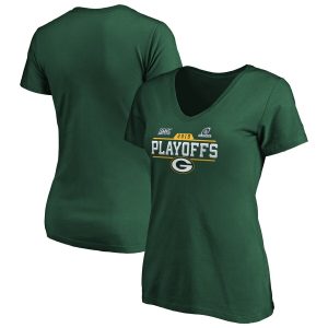 Fantastic Green Bay Packers Women's 2019 NFL Playoffs Bound Chip Shot V Neck T Shirt Green