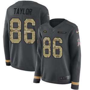 Fantastic Incredible Comfortable Packers #86 Malik Taylor Anthracite Salute to Service Women's Stitched NFL Limited Therma Long Sleeve Jersey