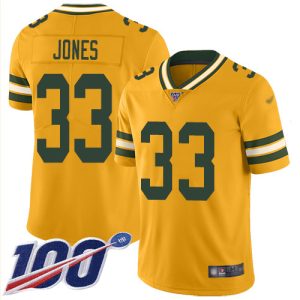 Fantastic Luxurious Practical Packers #33 Aaron Jones Gold Men's Stitched NFL Limited Inverted Legend 100th Season Jersey
