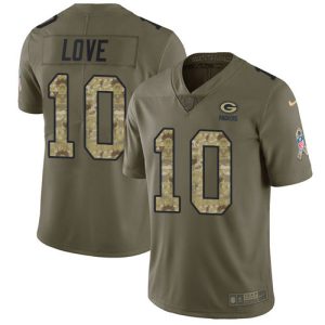 Fantastic Packers #10 Jordan Love Olive/Camo Men's Stitched NFL Limited 2017 Salute To Service Jersey