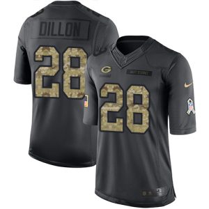 Fantastic Packers #28 AJ Dillon Black Men's Stitched NFL Limited 2016 Salute to Service Jersey