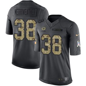 Fantastic Packers #38 Ellis Merriweather Black Men's Stitched NFL Limited 2016 Salute to Service Jersey