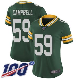Fantastic Packers #59 De'Vondre Campbell Green Team Color Women's Stitched NFL 100th Season Vapor Untouchable Limited Jersey