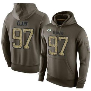 Fantastic Unique Delightful NFL Men's Green Bay Packers #97 Kenny Clark Stitched Green Olive Salute To Service KO Performance Hoodie