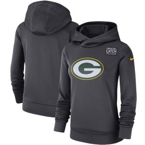 Gorgeous Fabulous NFL Women's Green Bay Packers Anthracite Crucial Catch Performance Pullover Hoodie