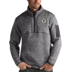 Gorgeous Green Bay Packers Antigua Fortune Quarter Zip Pullover Jacket Charcoal