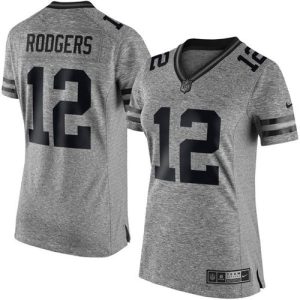 Gorgeous Packers #12 Aaron Rodgers Gray Women's Stitched NFL Limited Gridiron Gray Jersey