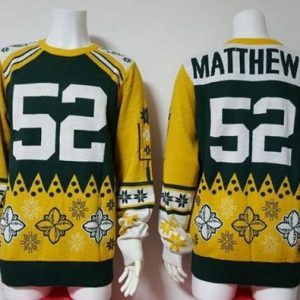 Gorgeous Packers #52 Clay Matthews Green/Yellow Men's Ugly Sweater