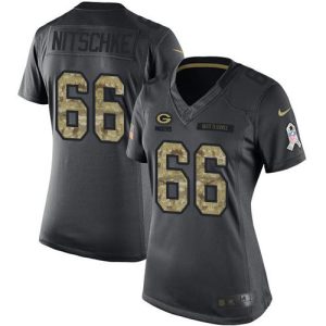 Gorgeous Packers #66 Ray Nitschke Black Women's Stitched NFL Limited 2016 Salute to Service Jersey