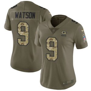 Gorgeous Packers #9 Christian Watson Olive/Camo Women's Stitched NFL Limited 2017 Salute To Service Jersey