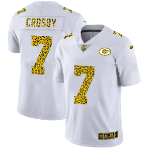 Gorgeous Perfect Green Bay Packers #7 Mason Crosby Men's Flocked Leopard Print Vapor Limited NFL Jersey White