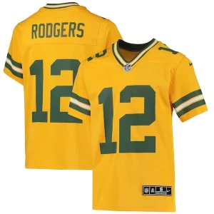 Graceful Beautiful Aaron Rodgers Green Bay Packers Nike Youth Inverted Team Game Jersey Gold