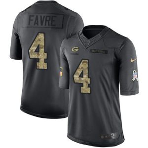 Graceful Charming Packers #4 Brett Favre Black Youth Stitched NFL Limited 2016 Salute to Service Jersey