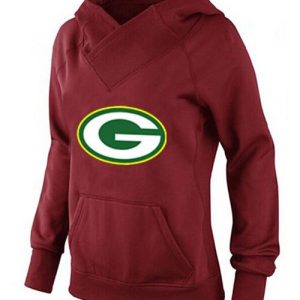 Graceful Cool Superb Women's Green Bay Packers Logo Pullover Hoodie Red