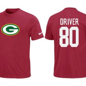 Graceful Green Bay Packers #80 Donald Driver Name & Number NFL T Shirt Red