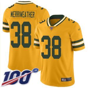Graceful Impressive Perfect Packers #38 Ellis Merriweather Gold Men's Stitched NFL Limited Inverted Legend 100th Season Jersey