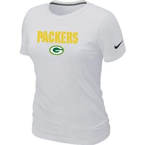 Graceful Impressive Superb Women's Green Bay Packers Authentic Logo T Shirt White