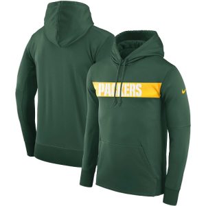 Graceful Men's Green Bay Packers Green Sideline Team Performance Pullover Hoodie