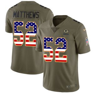 Graceful Outstanding Packers #52 Clay Matthews Olive/USA Flag Men's Stitched NFL Limited 2017 Salute To Service Jersey