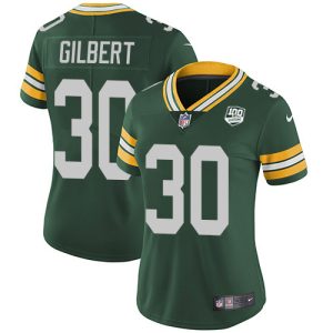 Graceful Packers #30 Zyon Gilbert Green Team Color Women's 100th Season Stitched NFL Vapor Untouchable Limited Jersey