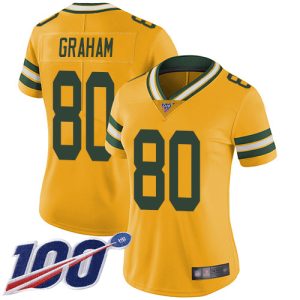Graceful Pretty Packers #80 Jimmy Graham Yellow Women's Stitched NFL Limited Rush 100th Season Jersey