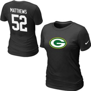 Graceful Women's Green Bay Packers #52 Clay Matthews Name & Number T Shirt Black