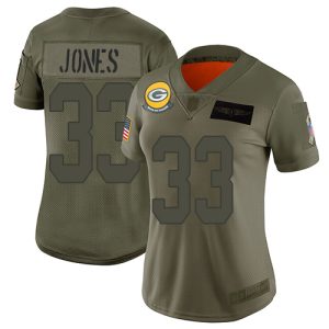 Handy Awesome Spectacular Packers #33 Aaron Jones Camo Women's Stitched NFL Limited 2019 Salute to Service Jersey