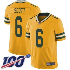 Handy Charming Packers #6 JK Scott Yellow Youth Stitched NFL Limited Rush 100th Season Jersey