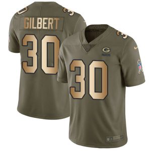 Handy Fantastic Luxurious Packers #30 Zyon Gilbert Olive/Gold Men's Stitched NFL Limited 2017 Salute To Service Jersey