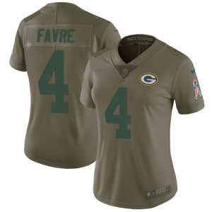 Handy Graceful Packers #4 Brett Favre Olive Women's Stitched NFL Limited 2017 Salute to Service Jersey