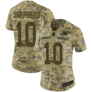 Handy Packers #10 Darrius Shepherd Camo Women's Stitched NFL Limited 2018 Salute To Service Jersey